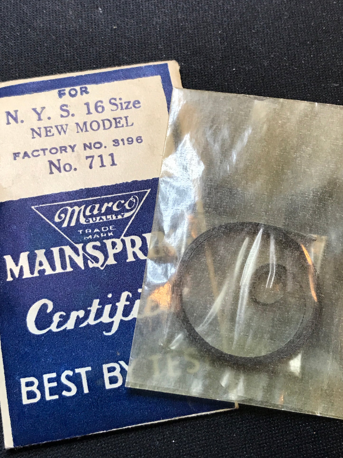 Marco Mainspring #711 for 16s N.Y. Standard Factory No. 3196 - Steel