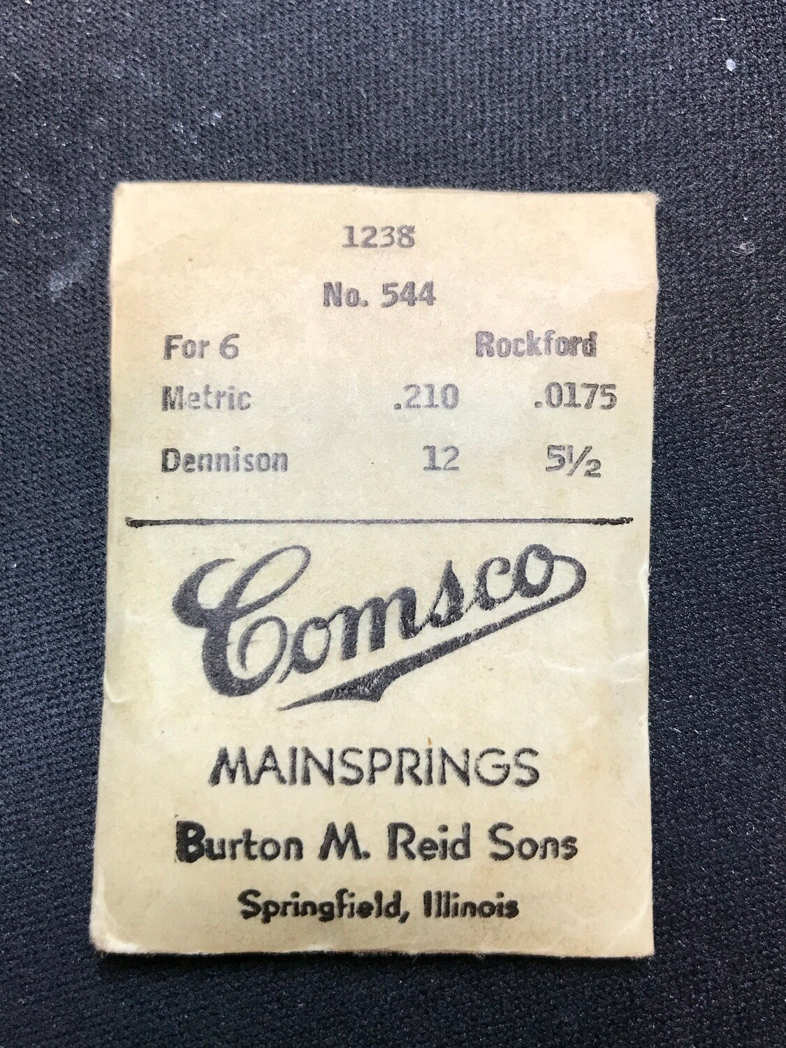 Comsco Mainspring #1238 for Rockford 6s Factory No. 932 - Steel