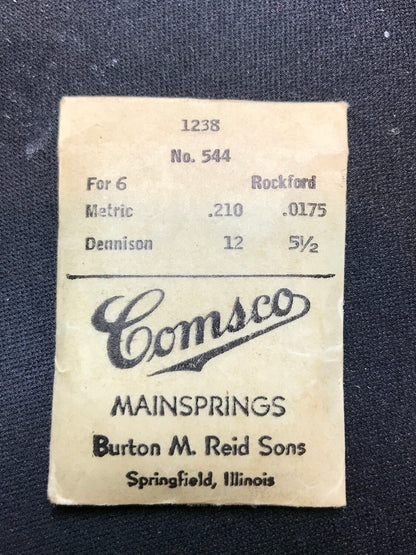 Comsco Mainspring #1238 for Rockford 6s Factory No. 932 - Steel