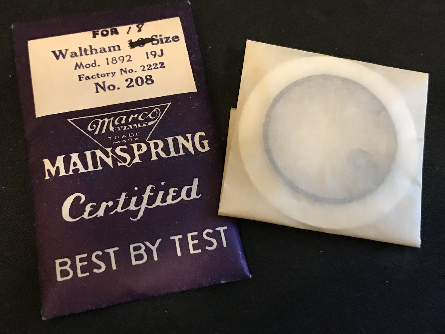 Marco Mainspring #208 for 18s Waltham 19j Model 1892 # 2222 - Steel