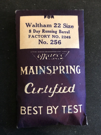 Marco Mainspring #256 for Waltham 22s 8-Day movements No. 2245 - Steel