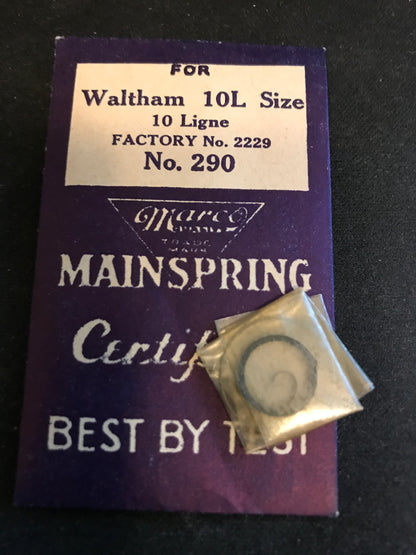 Marco Mainspring #290 for Waltham 10 Ligne No. 2229 - Steel