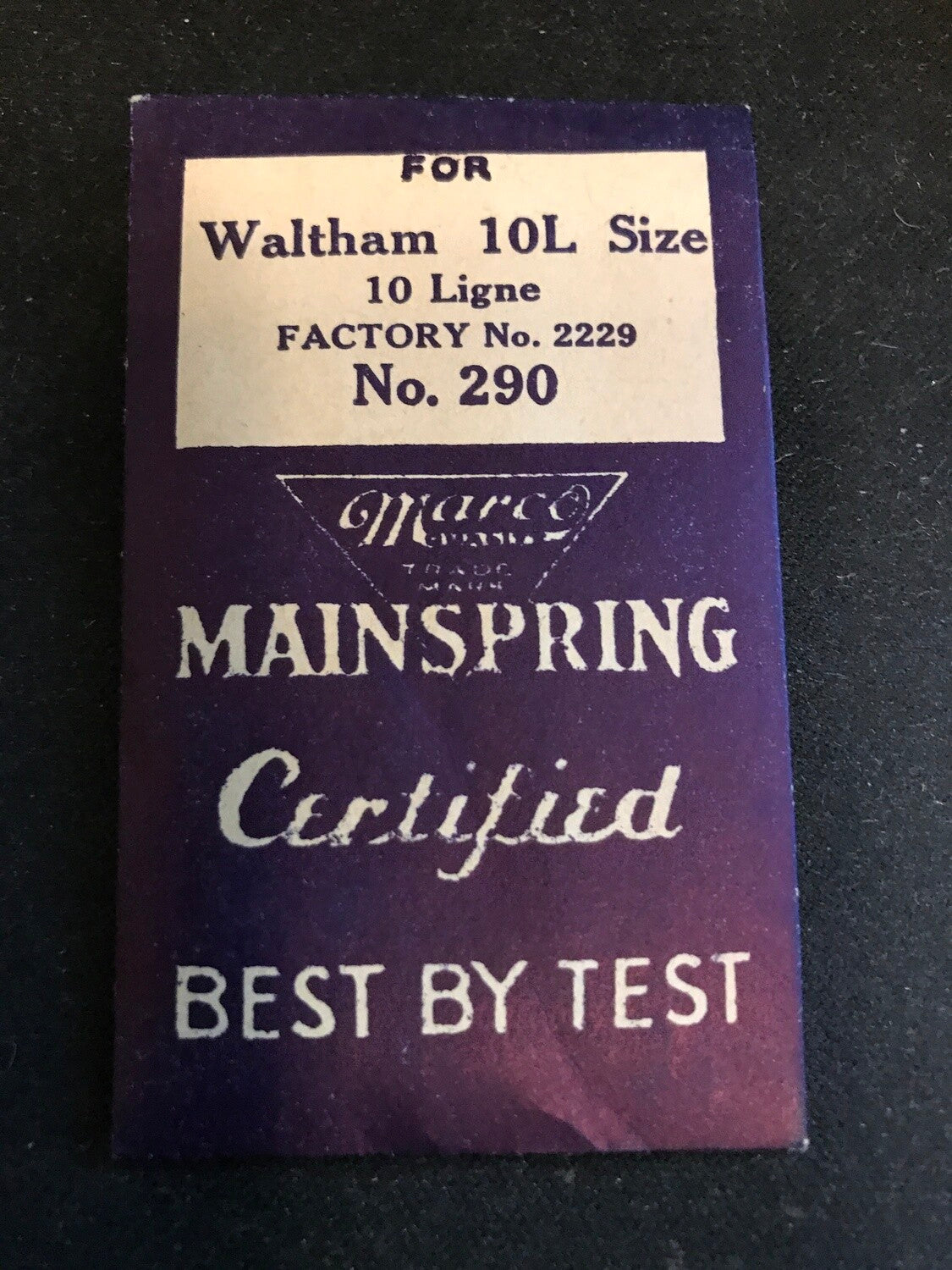 Marco Mainspring #290 for Waltham 10 Ligne No. 2229 - Steel