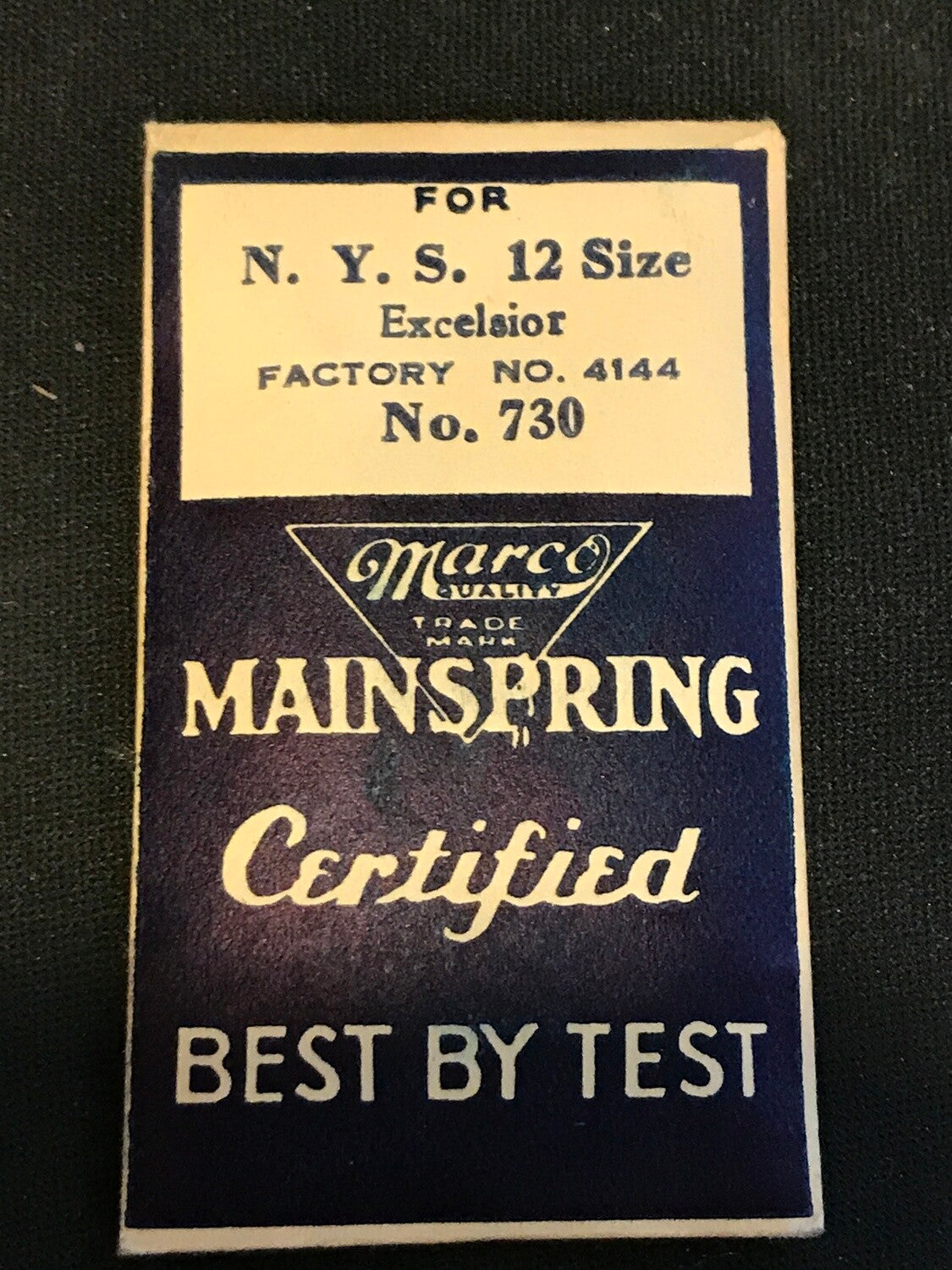 Marco Mainspring #730 for NY Standard 12s Excelsior No. 4144 - Steel