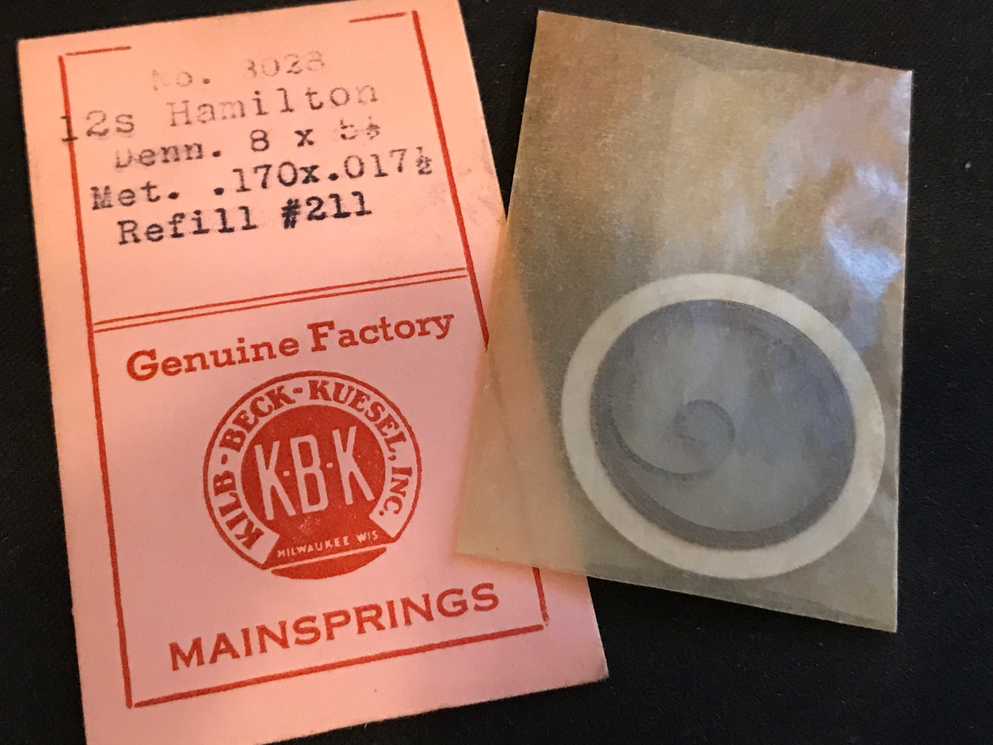 Kilb-Beck Mainspring #3911 for Hamilton 12s No. 3328 - Steel