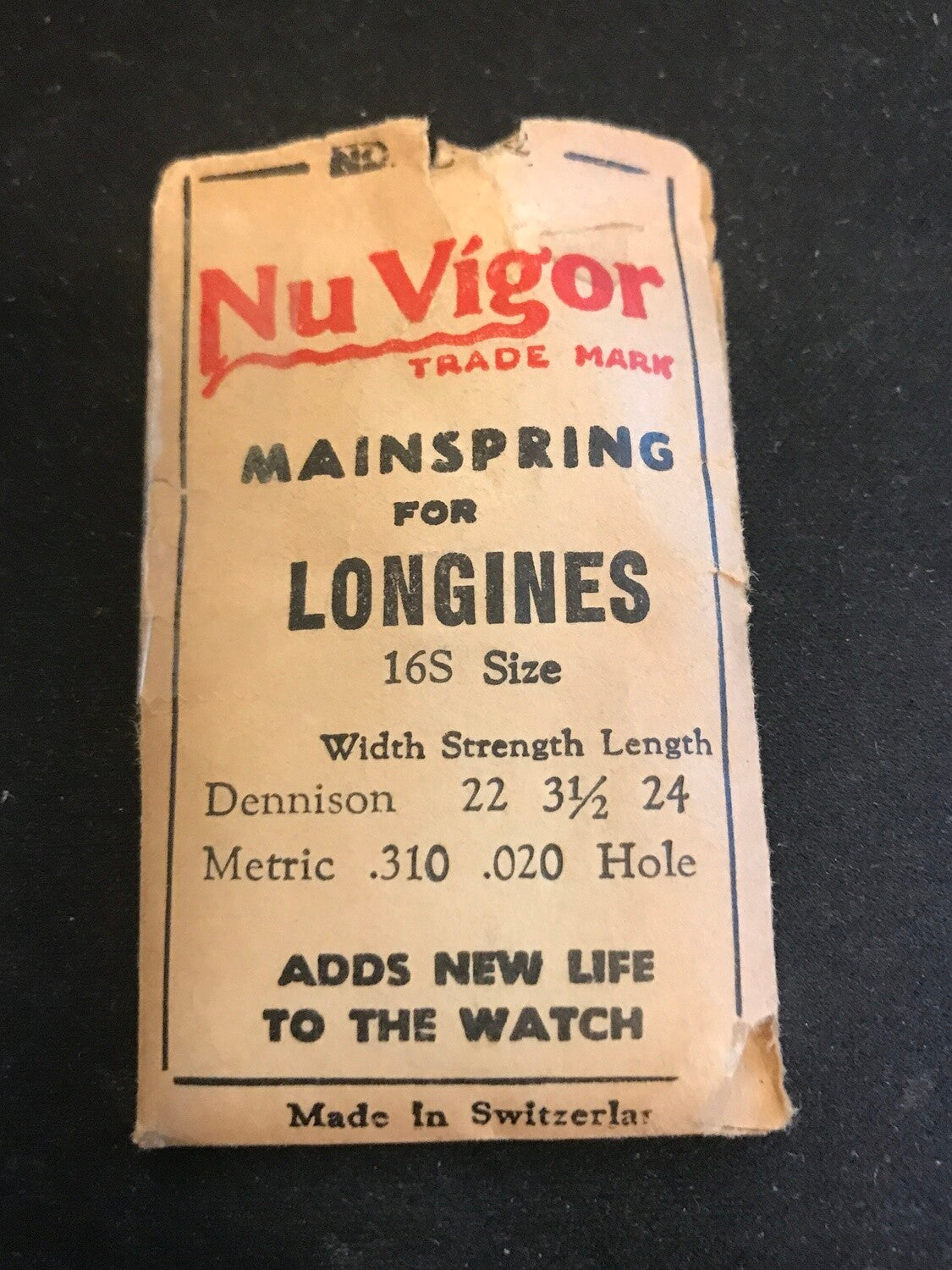 NuVigor Mainspring #L192 for Longines 16s movements - Steel