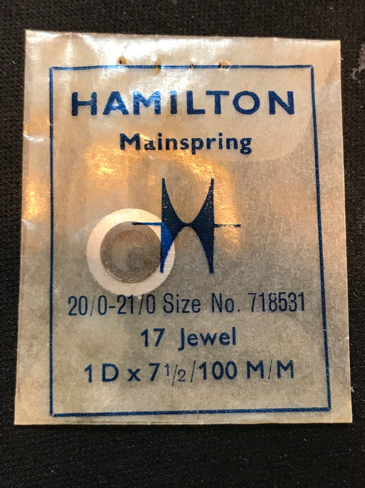 Hamilton Factory Mainspring for 20/0s & 21/0 Factory No. 718531 / 2921 - Steel