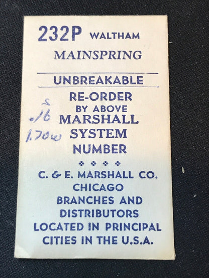 Marco Mainspring #232P for Waltham Colonial Series Model B 17j #2237 - Alloy