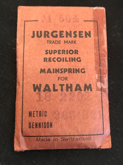 Jurgensen Mainspring #504 for Waltham 18s No. 2202 - Steel