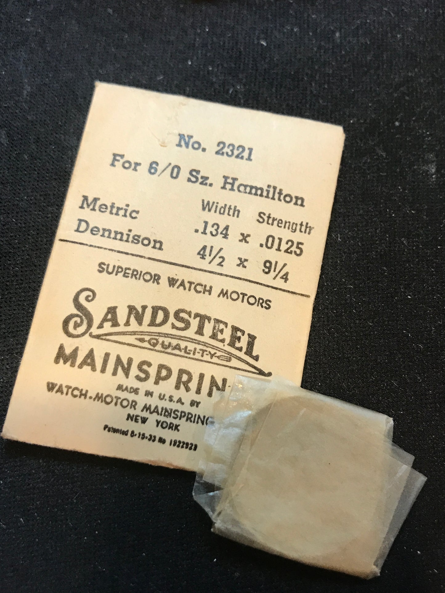 Sandsteel Mainspring for Hamilton 6/0s Factory No. 2321 - Steel