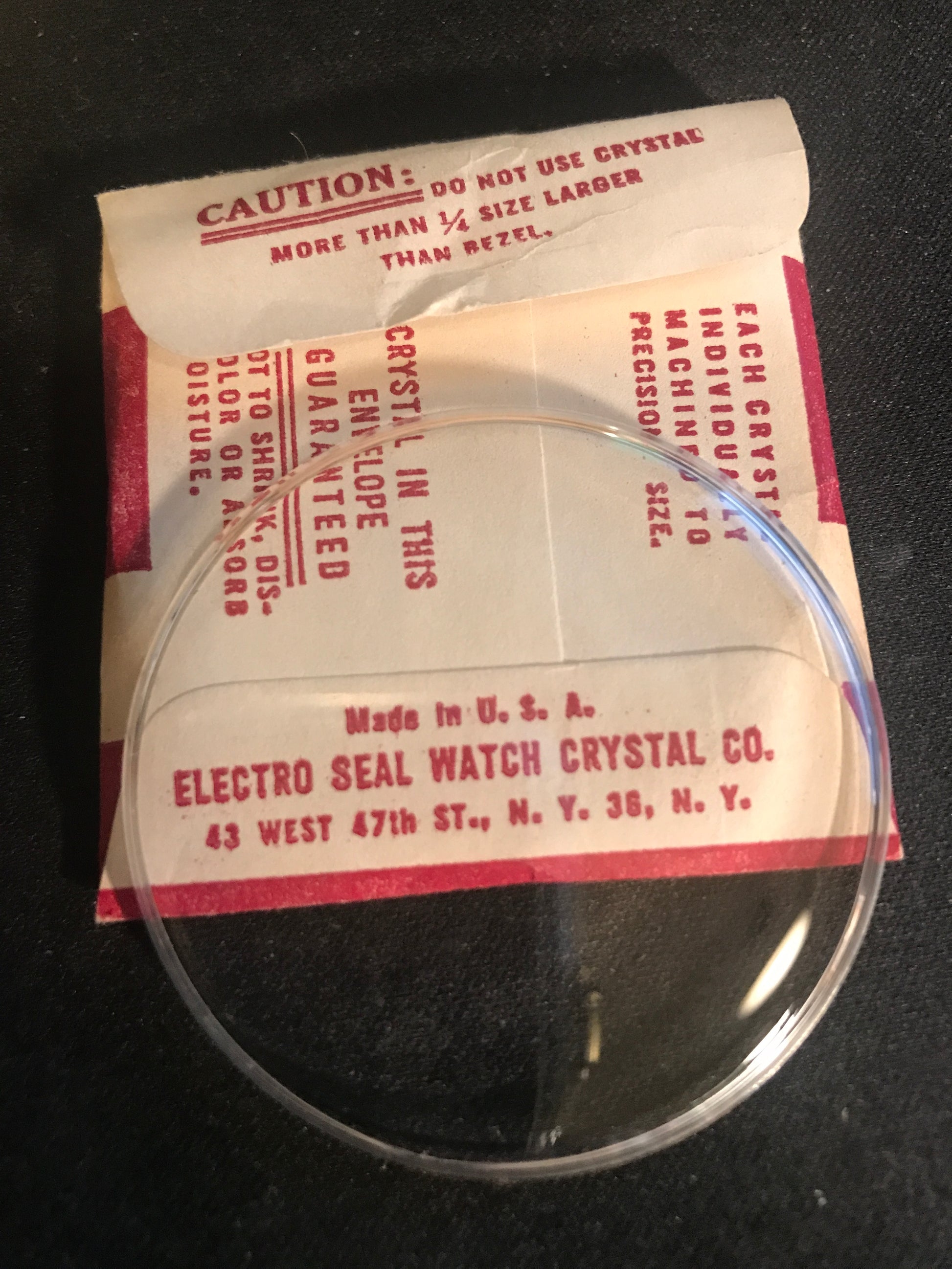Electro-Seal ES-54 Pocket Watch Crystal 47.0mm (1.850") - New