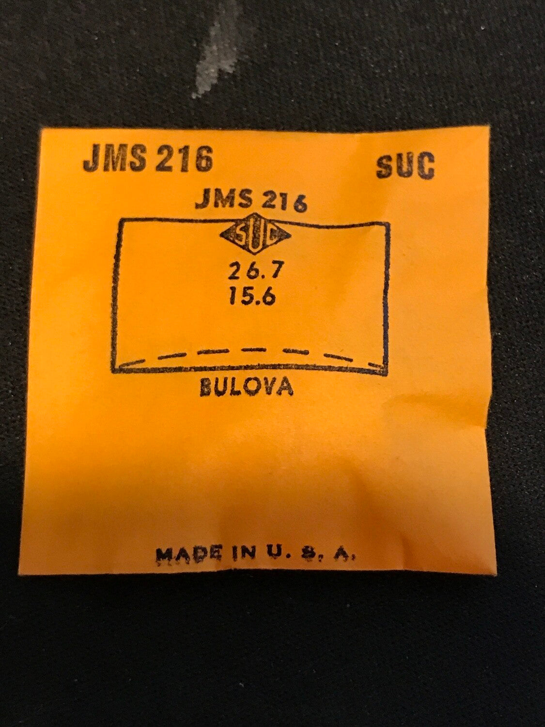 SUC Crystal JMS 216 for BULOVA - 26.7 x 15.6mm - New