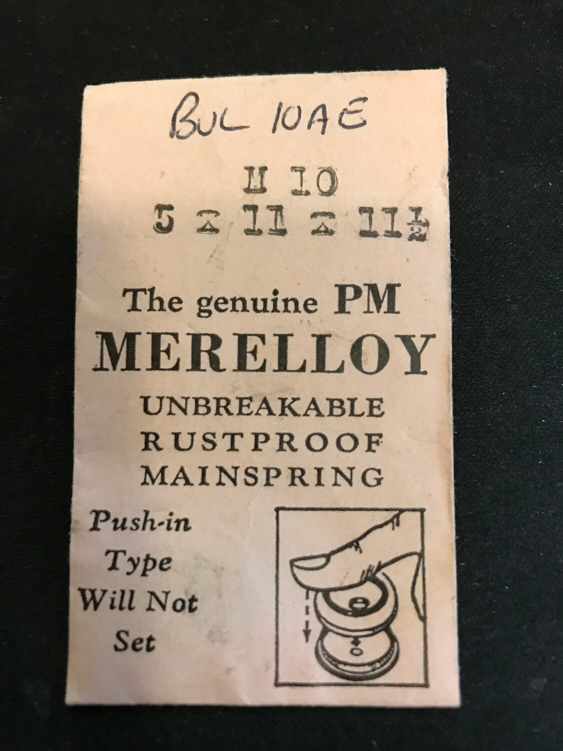 PM Merelloy Mainspring M10 for Bulova 10AN, 10AE - Alloy