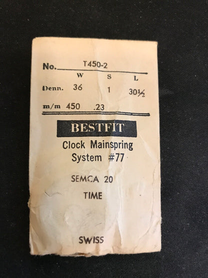 BESTFIT Clock TIME Mainspring for Semca 20 Alarm Clock No. T450-2