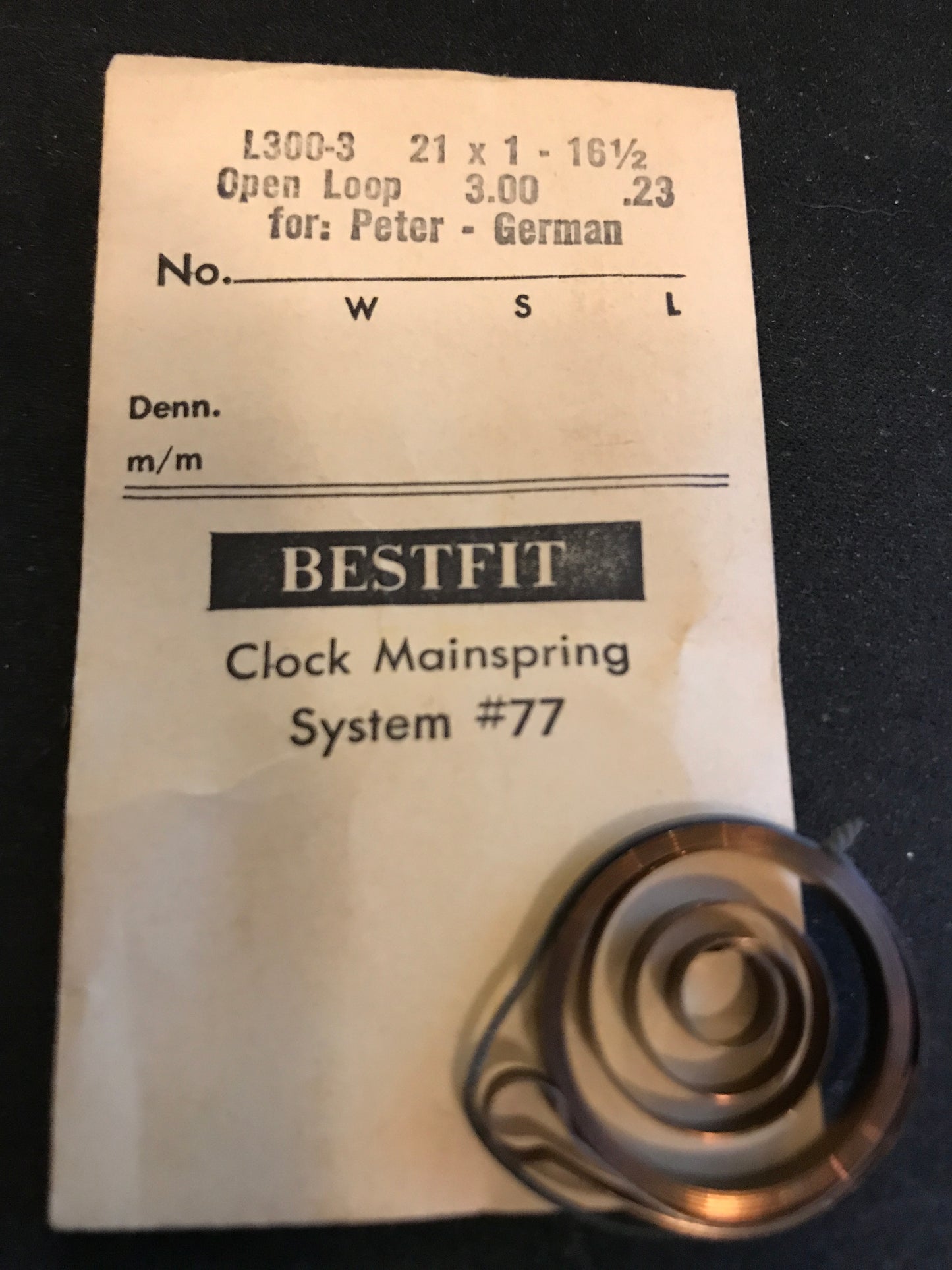BESTFIT Open Loop Mainspring for Peter German Clocks No. L300-3