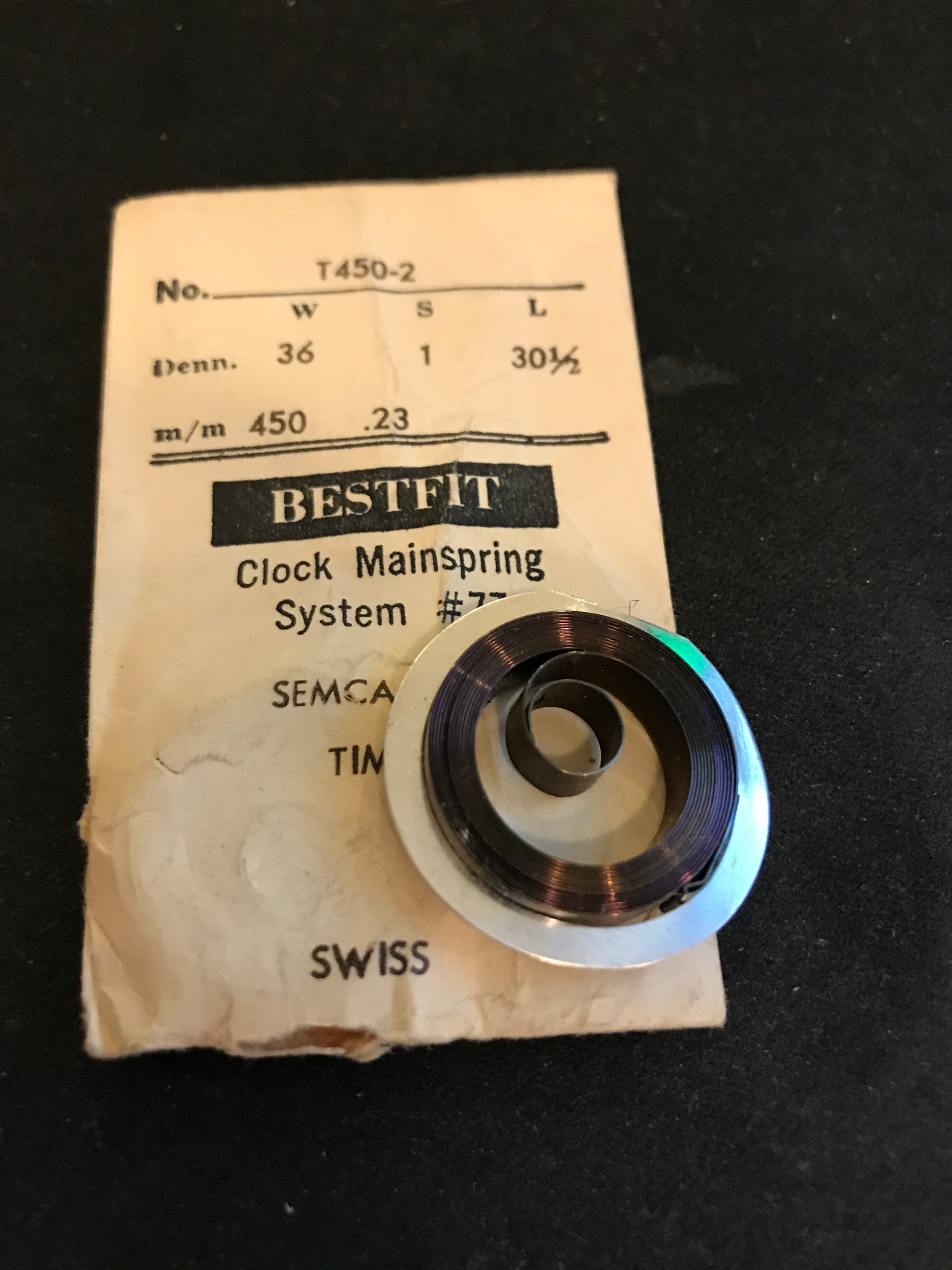 BESTFIT Clock TIME Mainspring for Semca 20 Alarm Clock No. T450-2