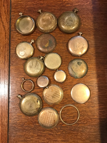 Gold Filled / RGP 298g of Pocket Watch cases & related for scrap