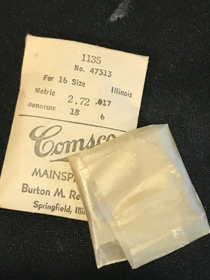 Comsco Mainspring #1135 for Illinois 16s Factory No. 47313 - Steel