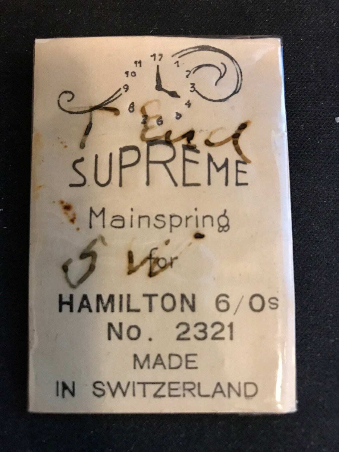 SUPREME Mainspring For Hamilton 6/0s Factory No. 2321 - Steel