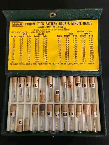 Quick Fit Assortment No. 60-860W Radium White Stick H & M Hands for Wrist Watches