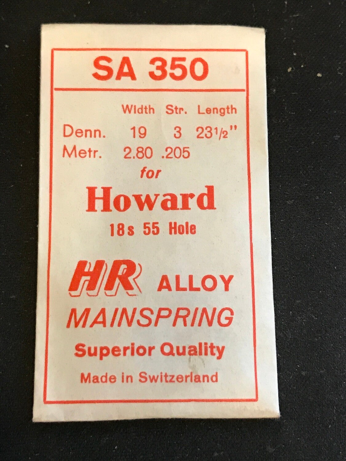 HR Mainspring SA350 for Howard 18s No. 55 - Alloy