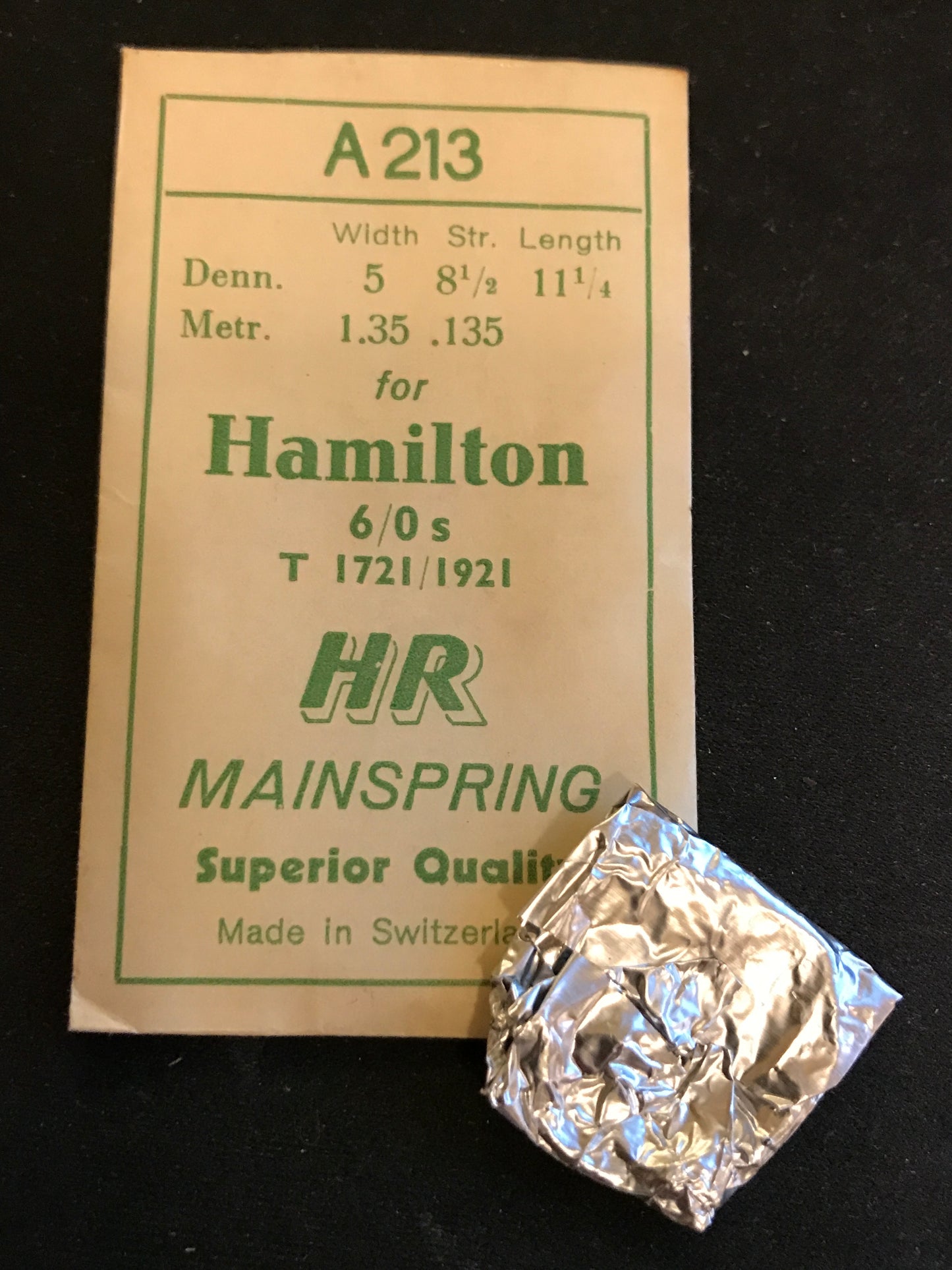 HR Mainspring A213 for 6/0 Hamilton No. 1721/ 1921 - Steel