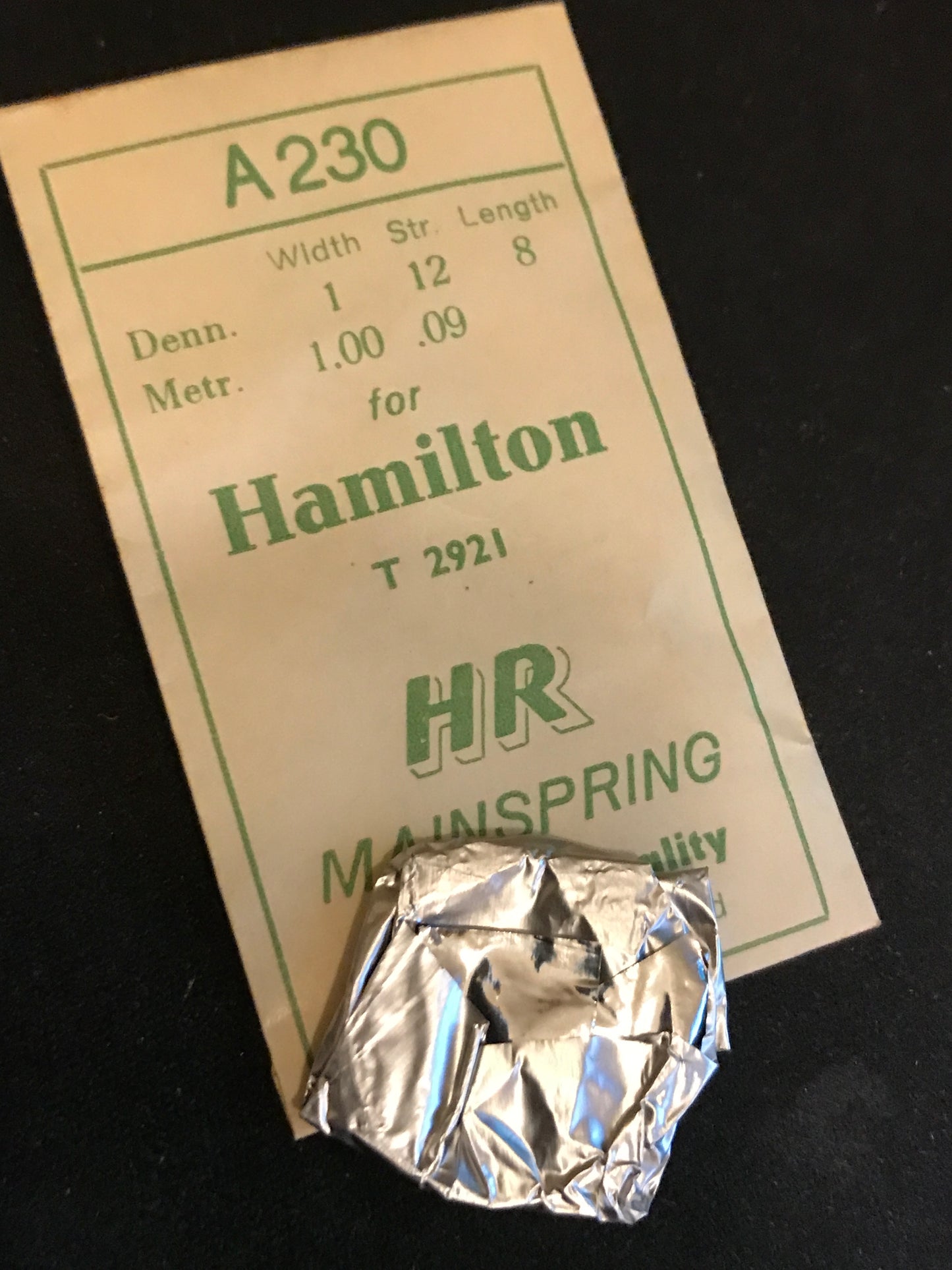 HR Mainspring A230 for Hamilton 20/0 & 21/0s No. 2921 - Steel
