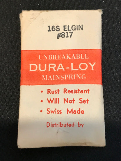 Geneva Watch Material DURA-LOY Mainspring for Elgin No. 817 - Alloy