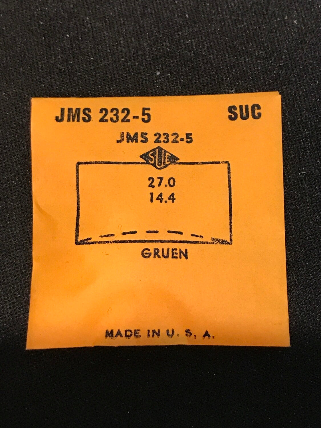 SUC Crystal JMS 232-5 for GRUEN - 27.0 x 14.4mm - New