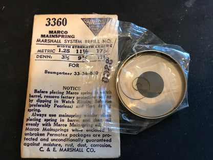 Marco Mainspring No.3360 for Baumgartner caliber 33, 34, 800 - Steel