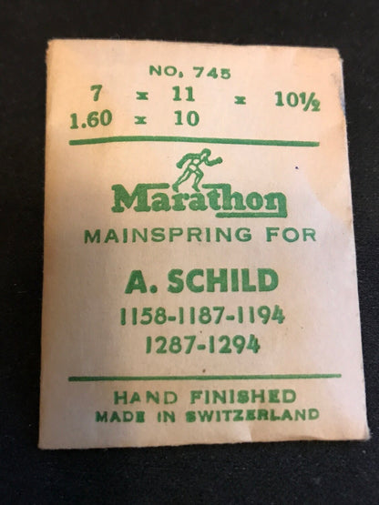 Marathon Mainspring #745 for AS 1158, 1187, 1194, 1287, 1295 - Steel