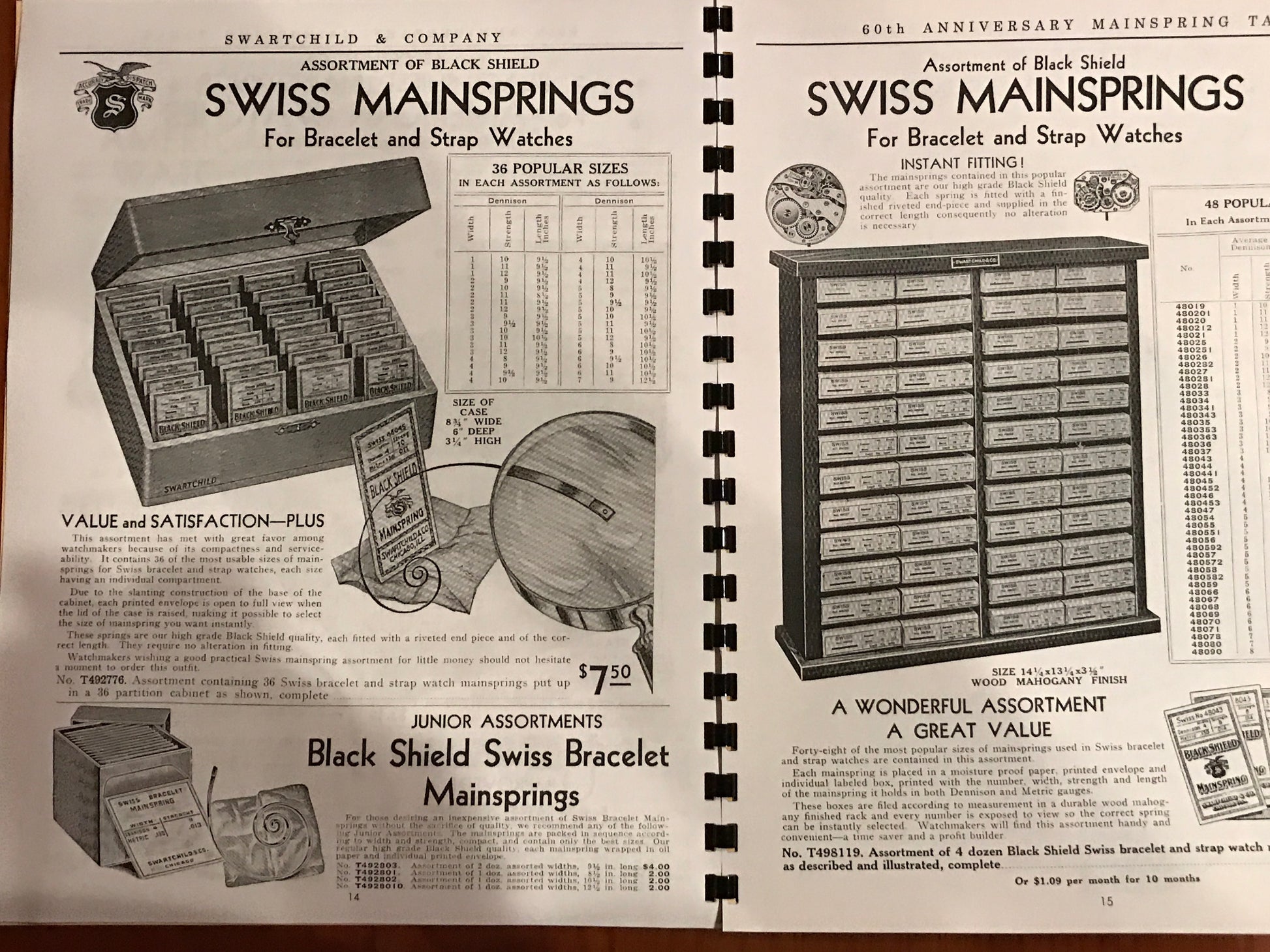 Swartchild Mainspring Table for Black Shield Mainsprings 60th Anniversary edition - reprint