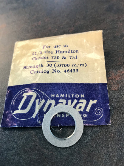 Hamilton Factory Dynavar Mainspring for 21/0s Hamilton Grades 750 & 751 No. 46433 - Alloy