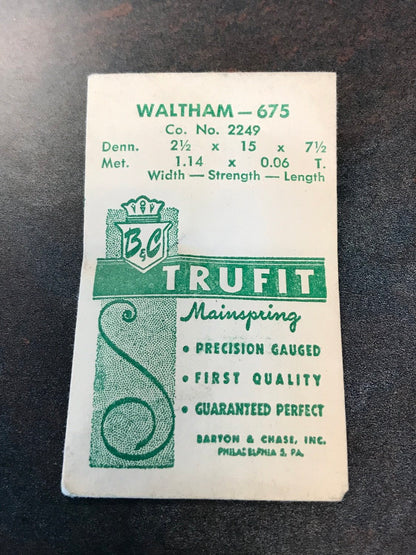 Trufit Mainspring - Waltham 2249 for 6¾ Ligne Model 675 - Steel