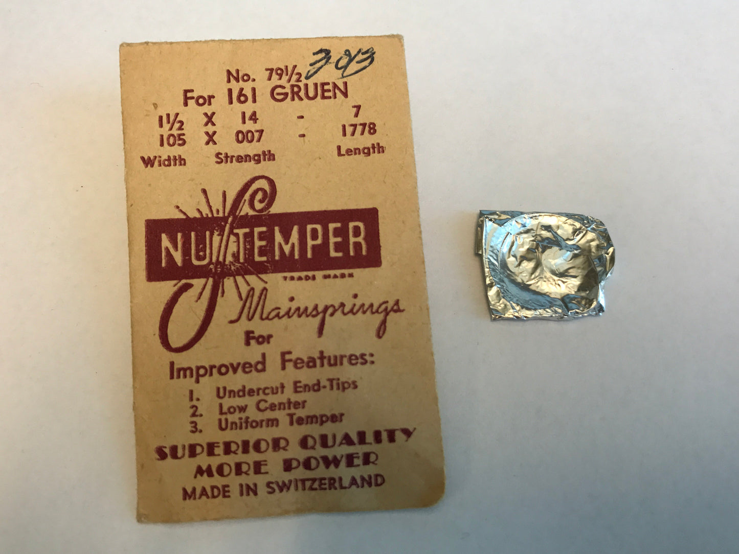 NuTemper Mainspring No. 79½ for Gruen 161 movements