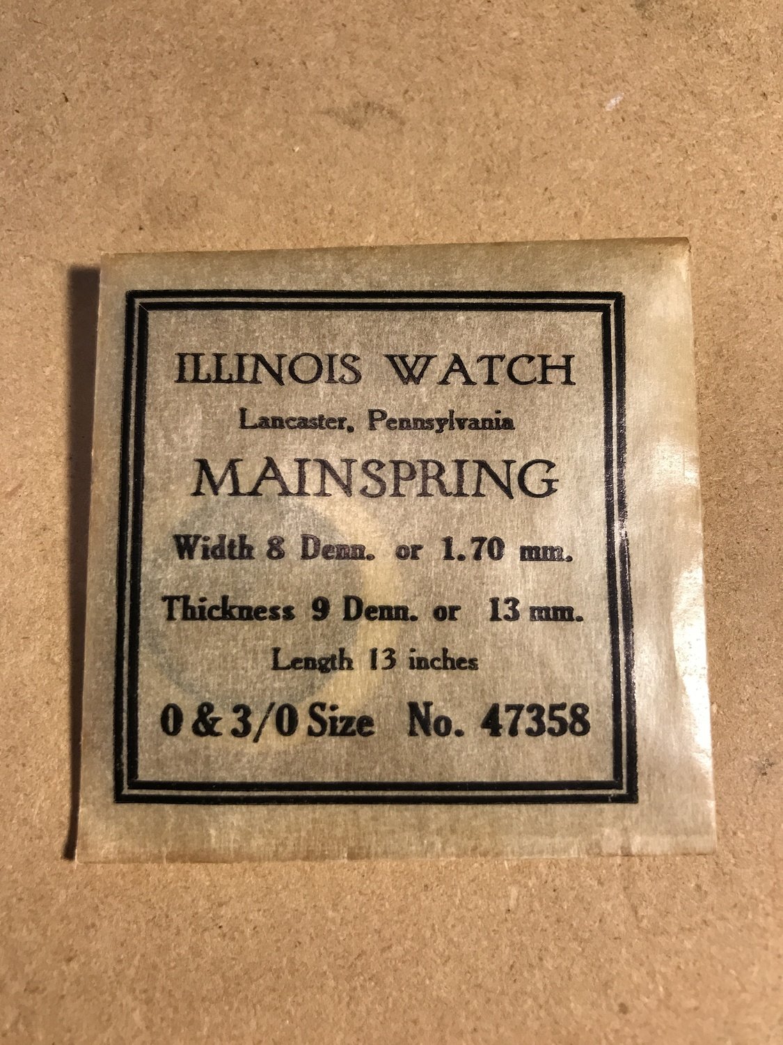 Illinois Factory Mainspring #47358 for 0s & 3/0s Models - Steel