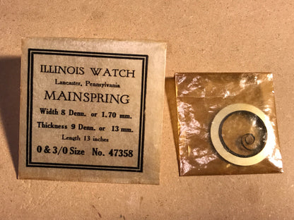 Illinois Factory Mainspring #47358 for 0s & 3/0s Models - Steel