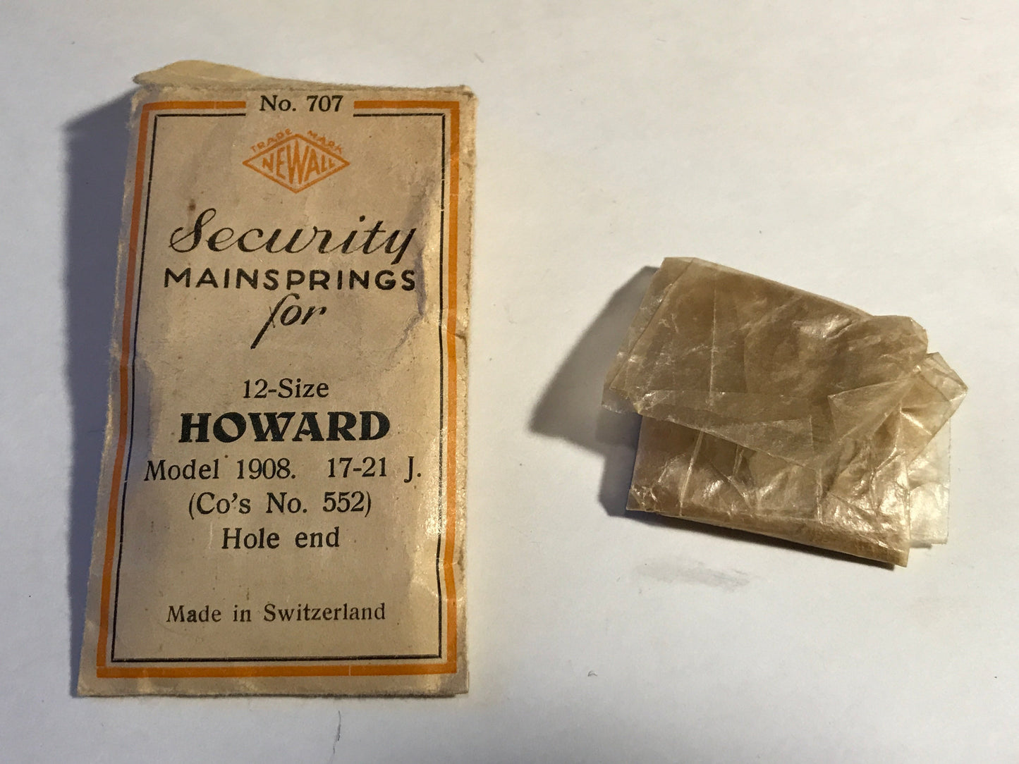 Newall Security Mainspring #707 for Howard 12s Factory No. 552 - Steel