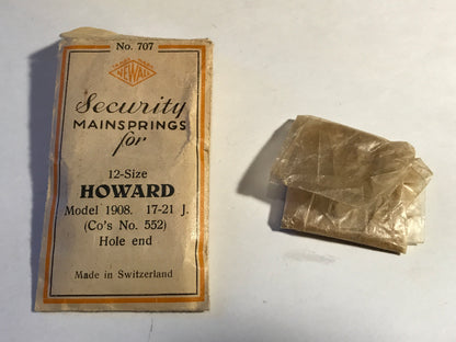 Newall Security Mainspring #707 for Howard 12s Factory No. 552 - Steel