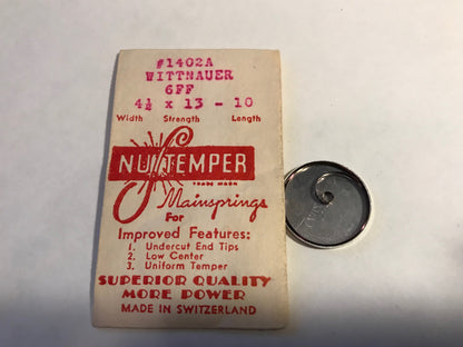 NuTemper Mainspring No. 1402 for Wittnauer 6FF movements - steel
