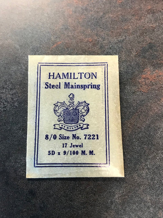 Hamilton Factory Mainspring for 8/0s Hamilton No. 7221/ 718271 - Steel