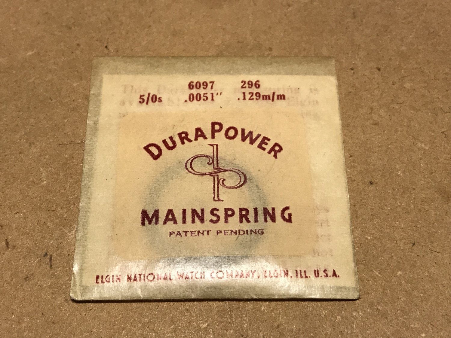 Elgin DuraPower Mainspring for 5/0s movements #6097 - Alloy