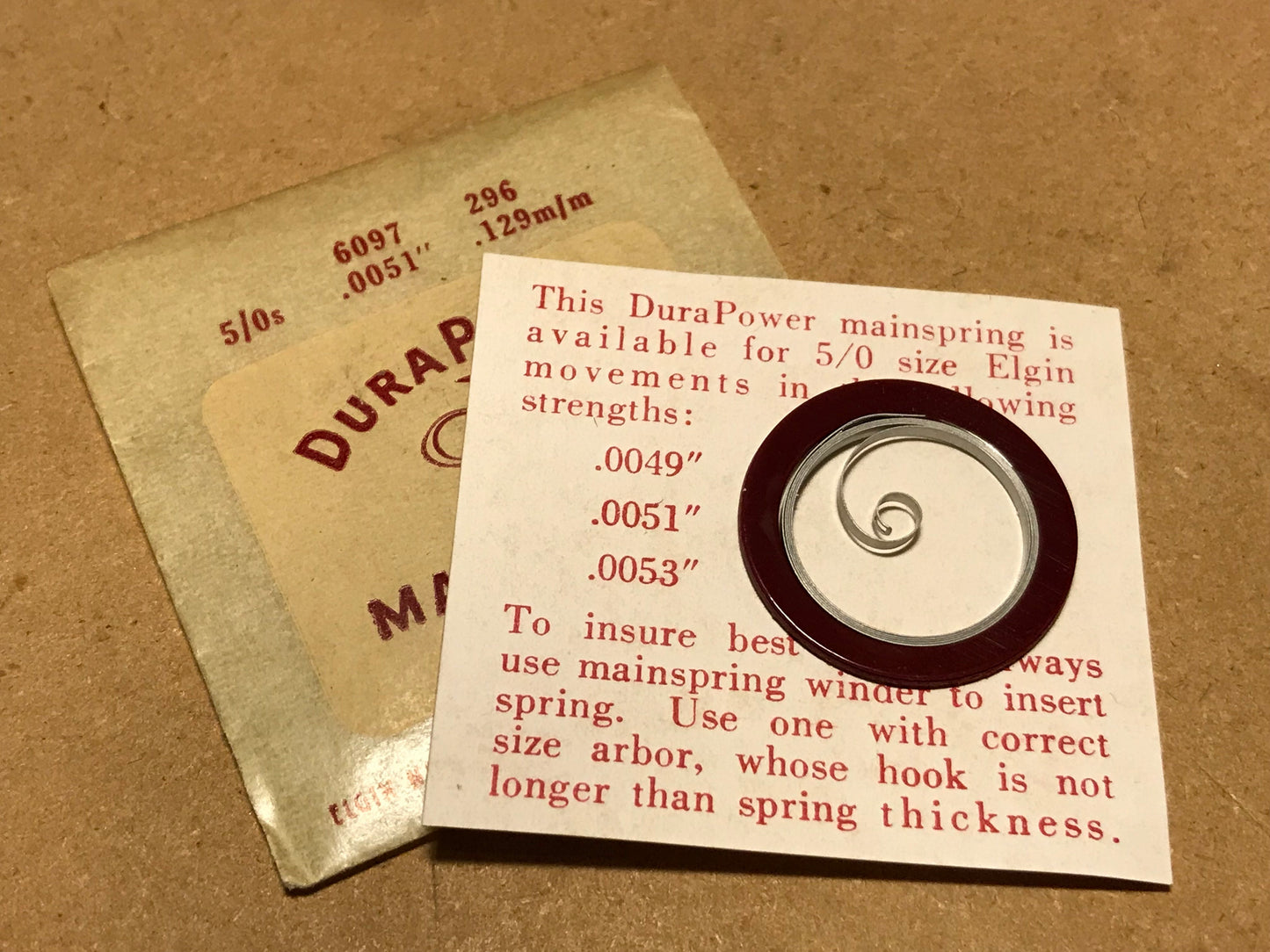 Elgin DuraPower Mainspring for 5/0s movements #6097 - Alloy