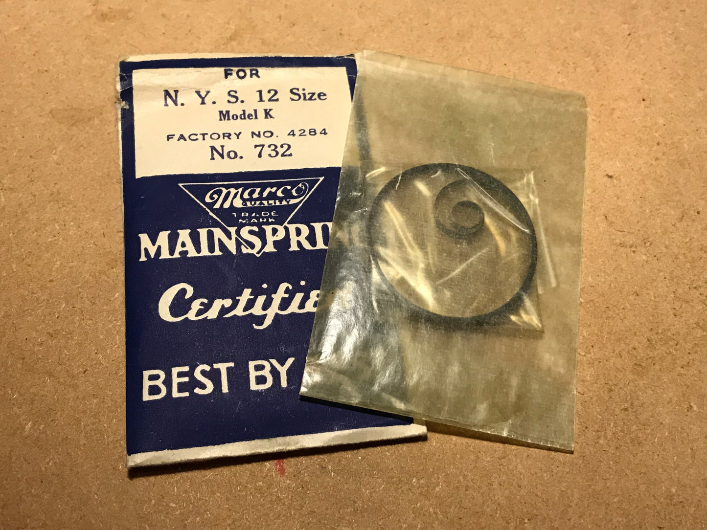 Marco Mainspring #732 for NY Standard 12s Model K No. 4284 - Steel