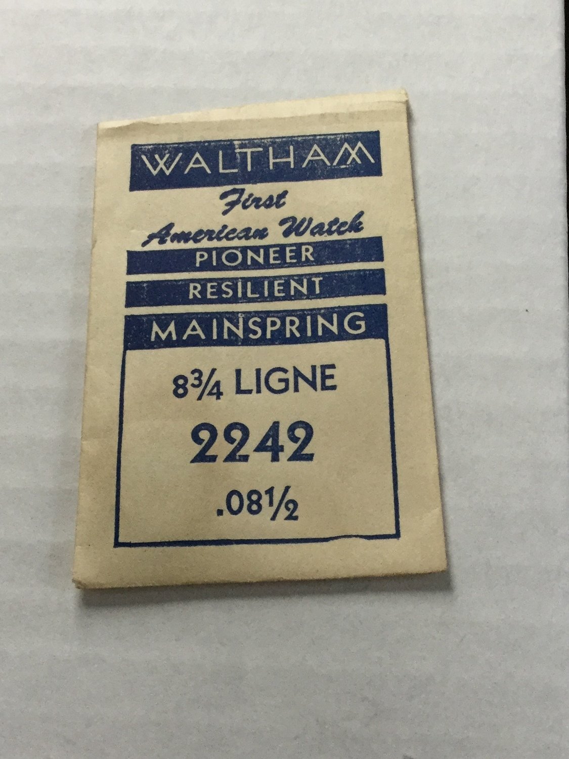 Waltham Factory Mainspring for 8¾  ligne No. 2242 - Steel