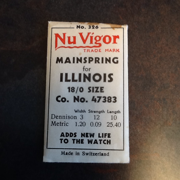 NuVigor Mainspring #326 for Illinois 18/0s No. 47383 - Steel