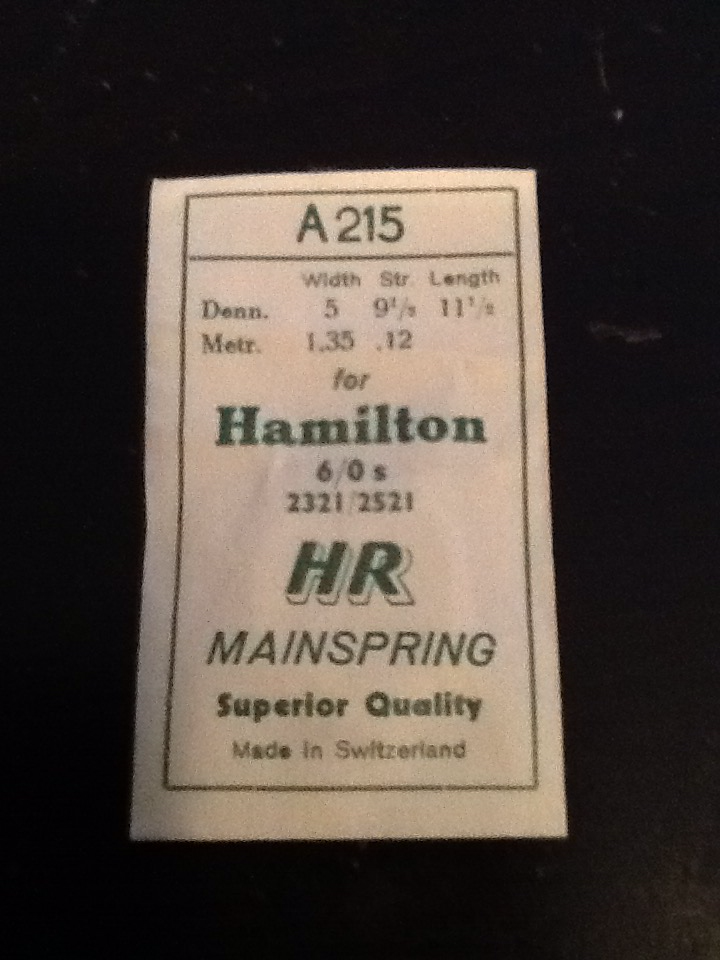 HR Mainspring A215 for Hamilton 6/0s No's 2321 /  2521 - Steel