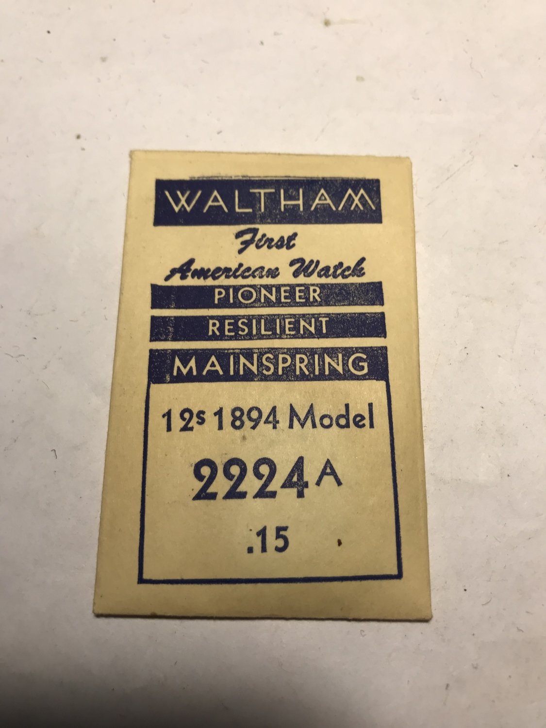 Waltham Factory Mainspring 12s Waltham Model 1894 #2224A - Steel
