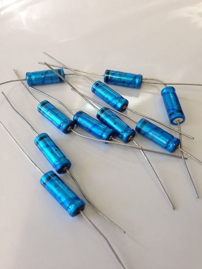 10 x 65uf (65mfd) 3v Axial Electrolytic Capacitors - New