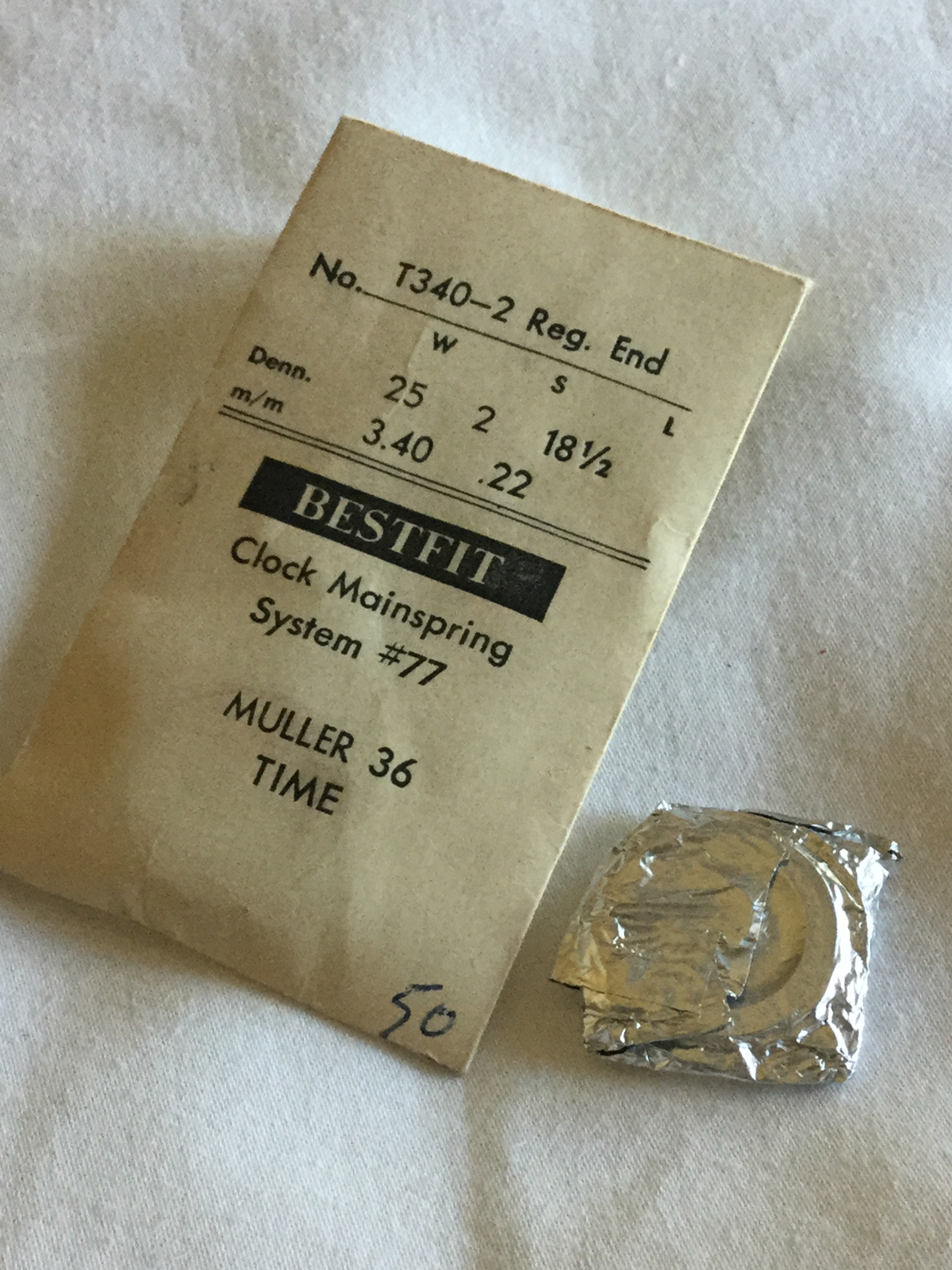 BESTFIT Clock TIME Mainspring for Muller 36 Alarm Clock No. T340-2